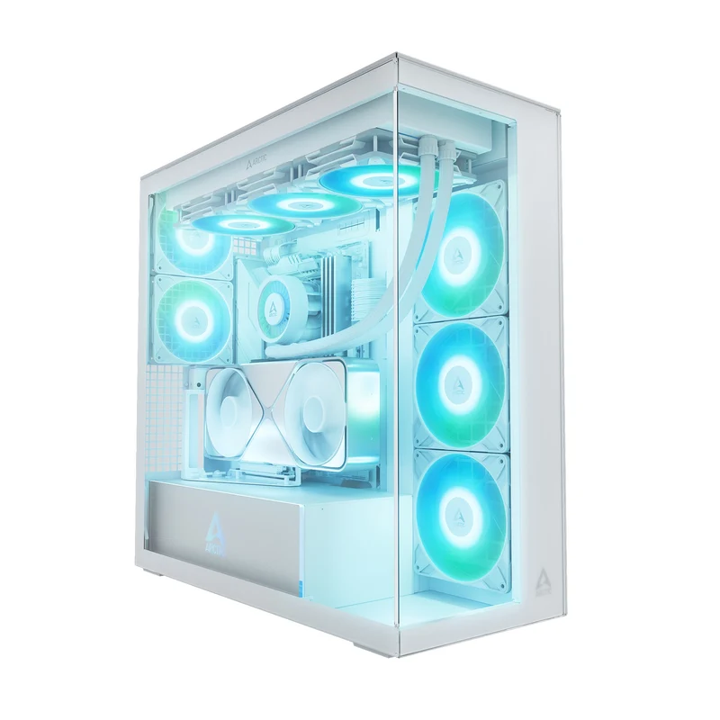 Arctic Xtender VG Tempered Glass Side Panel Premium E-ATX PC Case Vertical GPU Mounting (Black, White, Black Mirror)