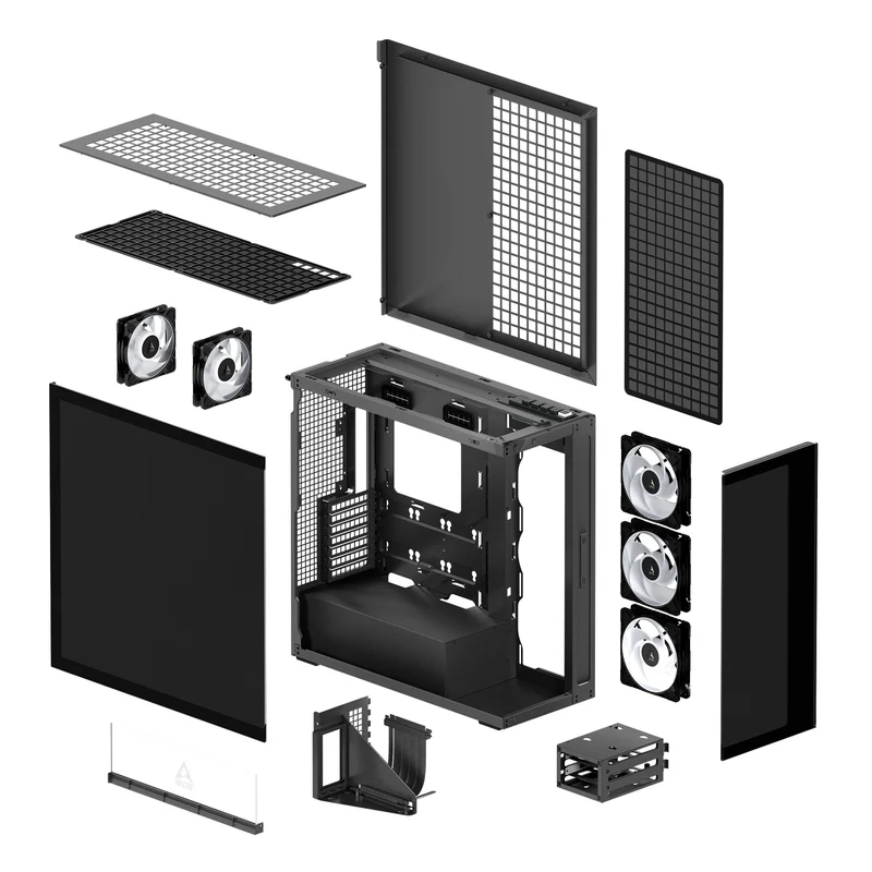 Arctic Xtender VG Tempered Glass Side Panel Premium E-ATX PC Case Vertical GPU Mounting (Black, White, Black Mirror)