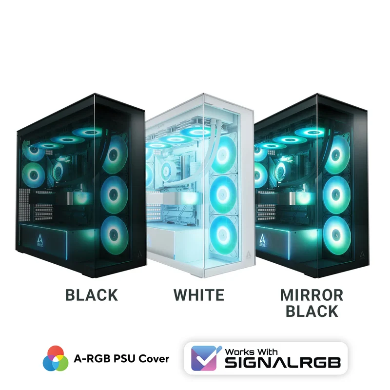 Arctic Xtender Tempered Glass Side Panel Premium E-ATX PC Case (Black, White, Mirror Black)