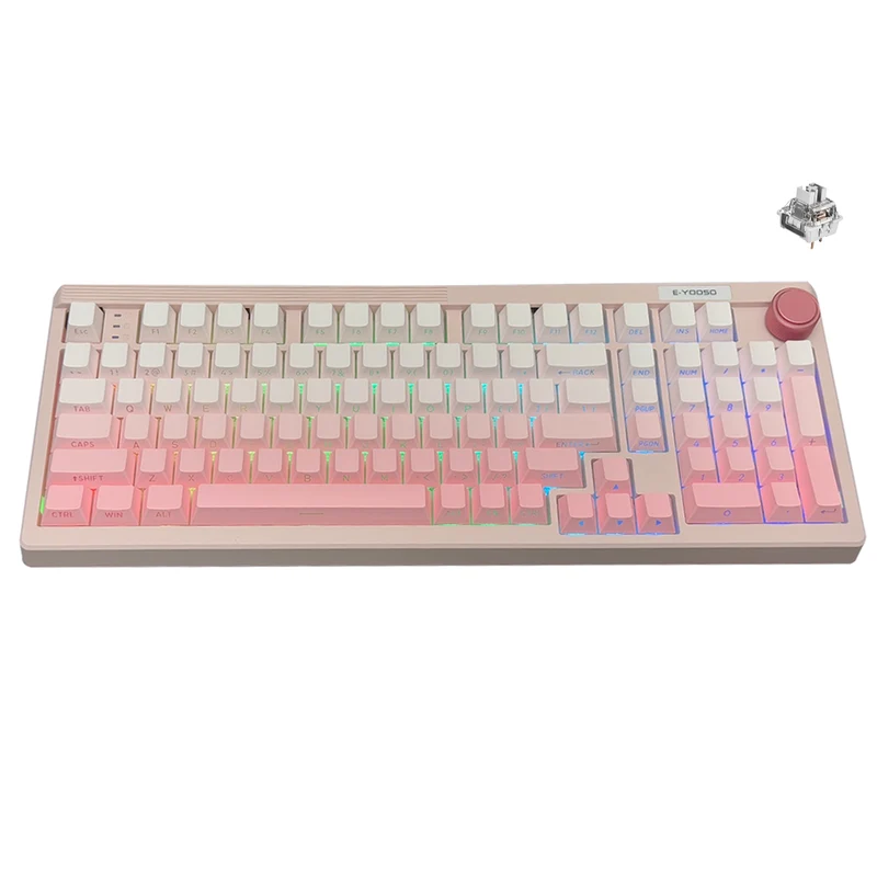 E-Yooso Z-101 RGB 101 Keys Tri-Mode Hot-Swappable Mechanical Keyboard Gradient Pink (Silverwood Switch)
