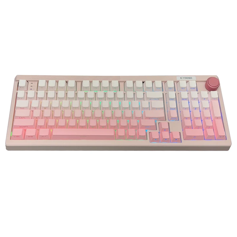 E-Yooso Z-101 RGB 101 Keys Tri-Mode Hot-Swappable Mechanical Keyboard Gradient Pink (Silverwood Switch)