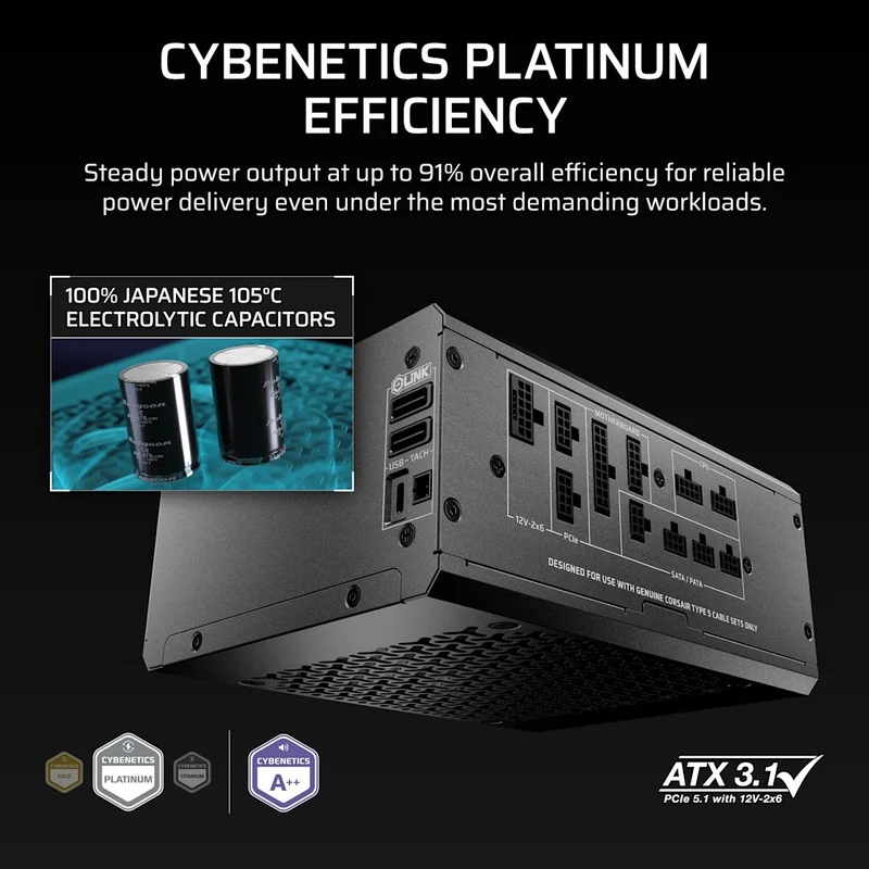 Corsair HX1500i SHIFT Fully Modular Platinum ATX Power Supply (CP-9020269-NA)