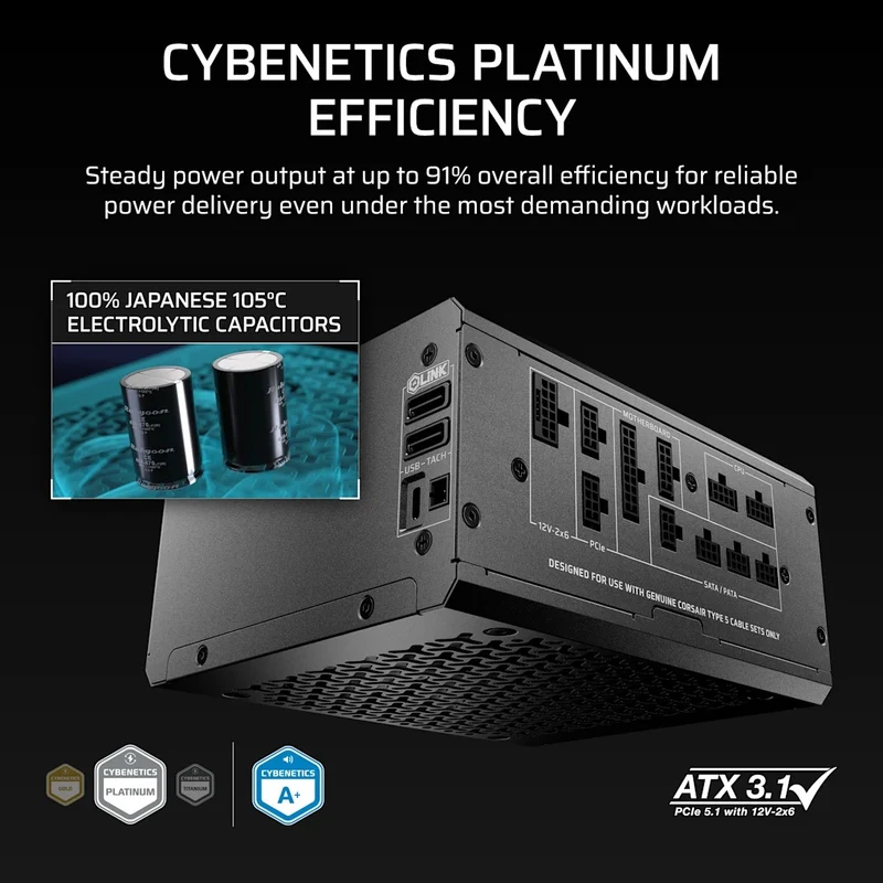 Corsair HX1000i SHIFT Fully Modular Platinum ATX Power Supply (CP-9020265-NA)