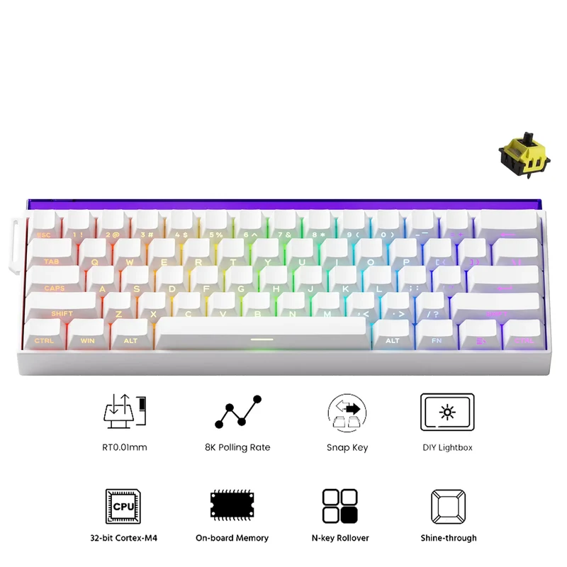 Veekos Shine60 HE Multi-Mode ARGB Backlit DIY Lightbox Hot-Swappable Magnetic Keyboard (Akko Flash Magnetic Switch)