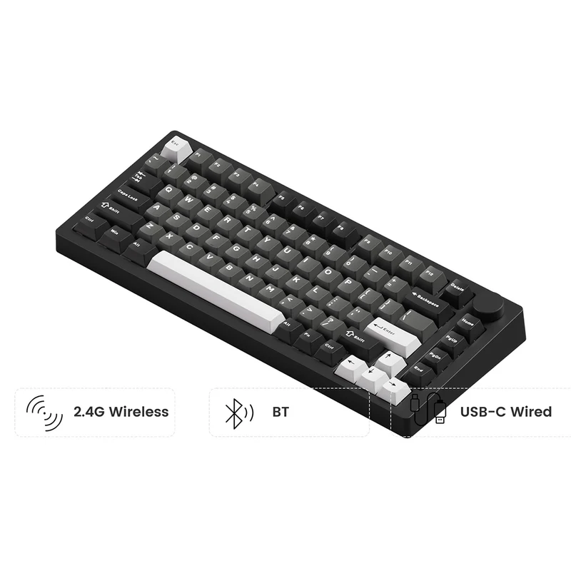 MonsGeek M1 V5 Black & Silver Aluminum Case Multi-Mode RGB Hot-Swappable Mechanical Keyboard (Akko Mirror Switch, Akko Cilantro Switch)