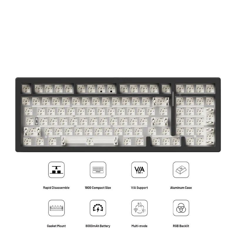 MonsGeek M2 V5 VIA Barebone Custom Kit Aluminum Case Multi-Mode RGB Hot-Swappable Mechanical Keyboard (Dark Night)