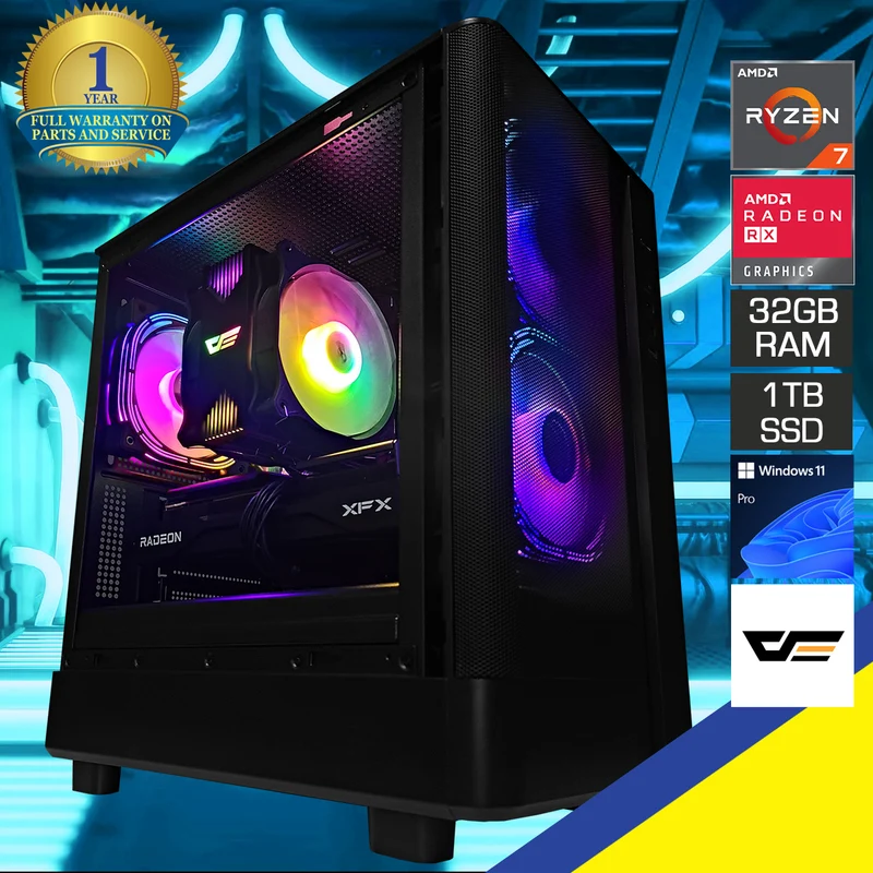 Sigma DB330M Black Desktop Gaming PC | AMD Ryzen 7 8700F | 32GB RAM | 1TB SSD | with WiFi + Bluetooth | RX 9060 XT OC | Windows 11 Pro