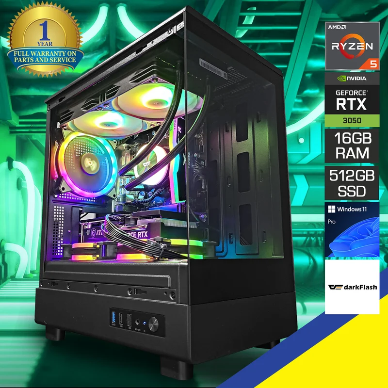Alpha DB330M Black Desktop Gaming PC | Ryzen 5 5500 | 16GB RAM | 512GB SSD | RTX 3050 | Windows 11 Pro