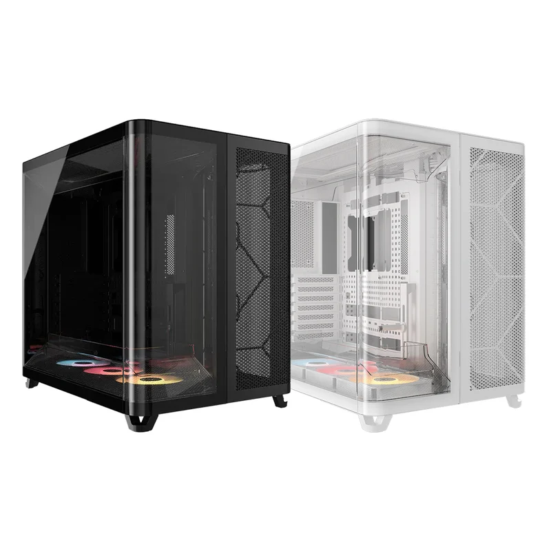 Corsair AIR 5400 RS-R ARGB TG Triple Chamber Mid-Tower PC Case (Black, White)