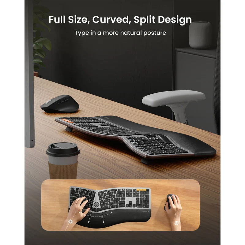 ProtoArc EKM01 Plus Dual Mode Full Size Ergonomic Keyboard Mouse Combo (Black) (CP013399)
