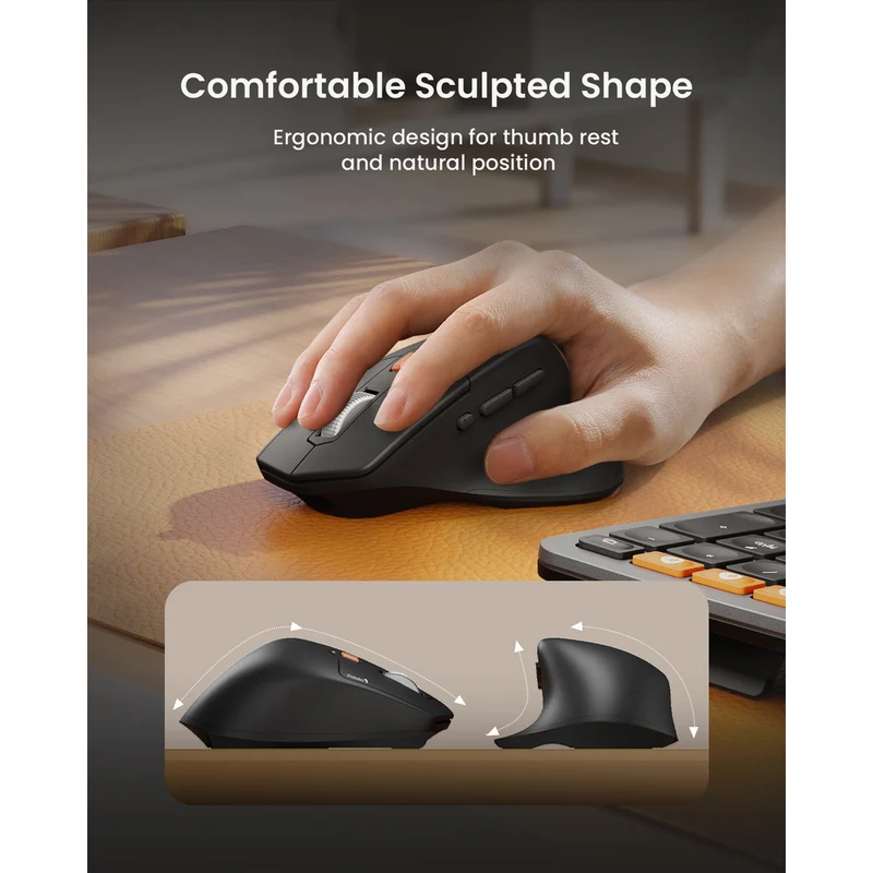 ProtoArc EKM01 Plus Dual Mode Full Size Ergonomic Keyboard Mouse Combo (Black) (CP013399)