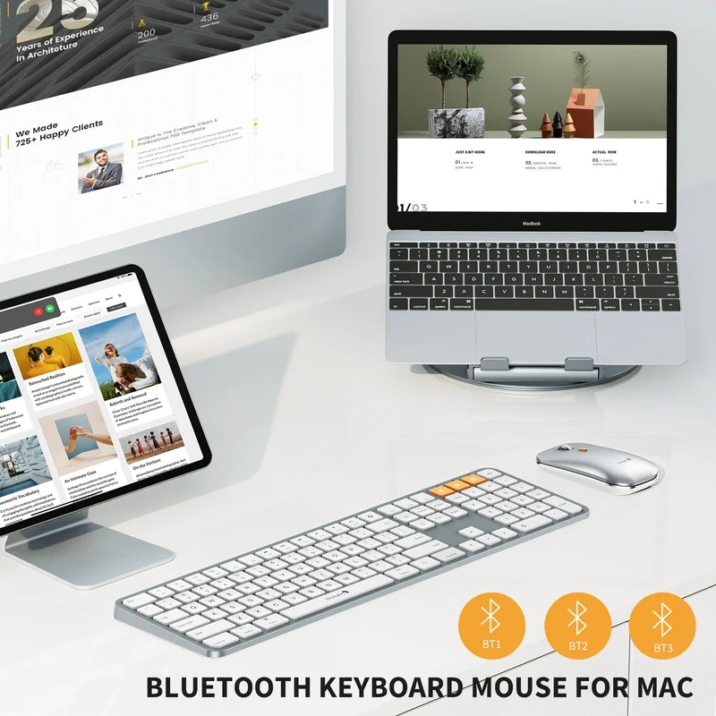 ProtoArc KM100-A Bluetooth Triple Channel Ultra-Slim Backlit Keyboard and Mouse Combo (White/Silver) (CP012798)