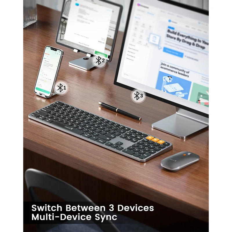 ProtoArc KM100-A Bluetooth Triple Channel Ultra-Slim Backlit Keyboard and Mouse Combo (White/Silver) (CP012798)
