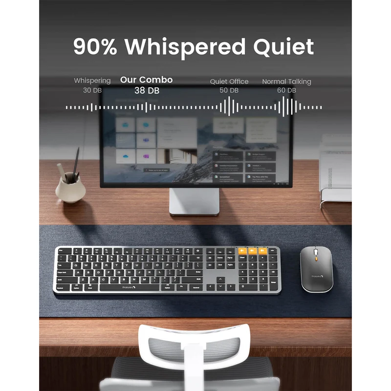 ProtoArc KM100-A Bluetooth Triple Channel Ultra-Slim Backlit Keyboard and Mouse Combo (White/Silver) (CP012798)
