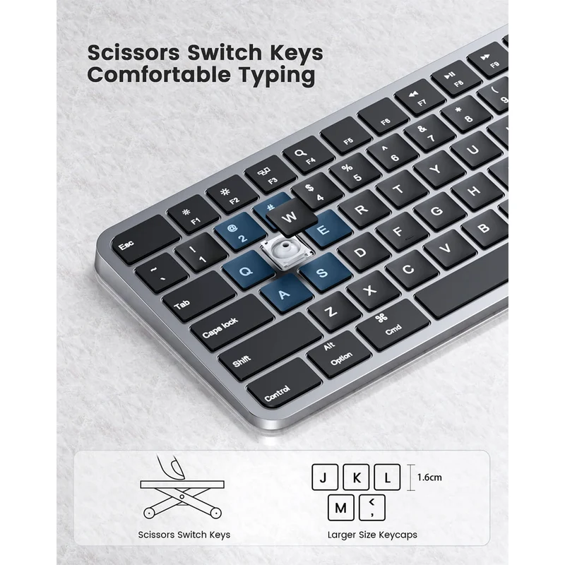 ProtoArc KM100-A Bluetooth Triple Channel Ultra-Slim Backlit Keyboard and Mouse Combo (White/Silver) (CP012798)