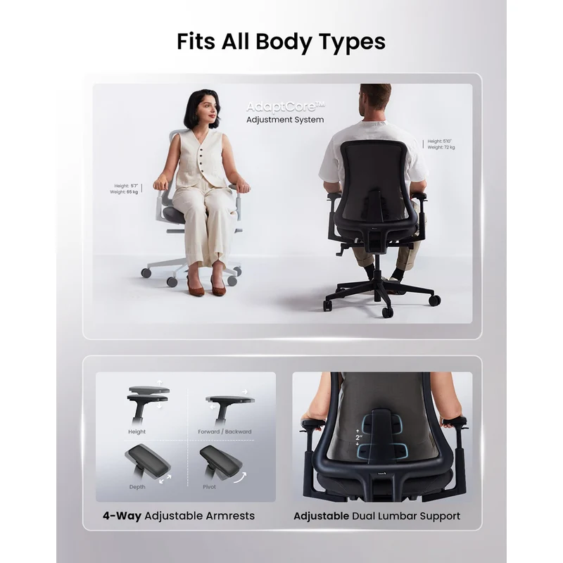 ProtoArc Flexer Mesh Ergonomic Office Chair (Black) (CP016457)