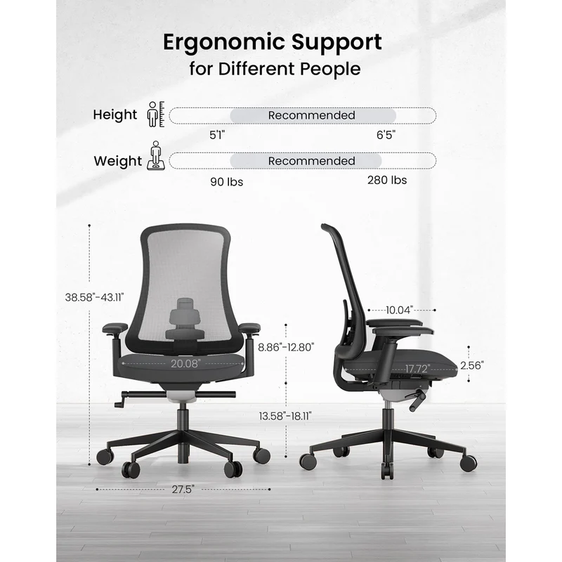 ProtoArc Flexer Mesh Ergonomic Office Chair (Black) (CP016457)