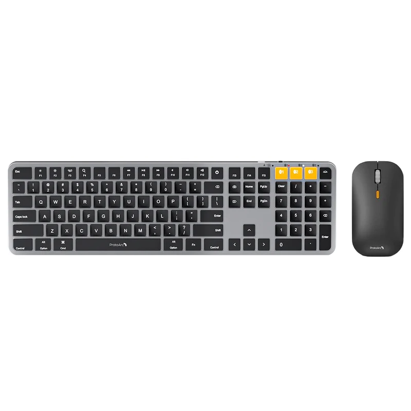 ProtoArc KM100-A Bluetooth Triple Channel Ultra-Slim Backlit Keyboard and Mouse Combo (Space Grey) (CP014528)