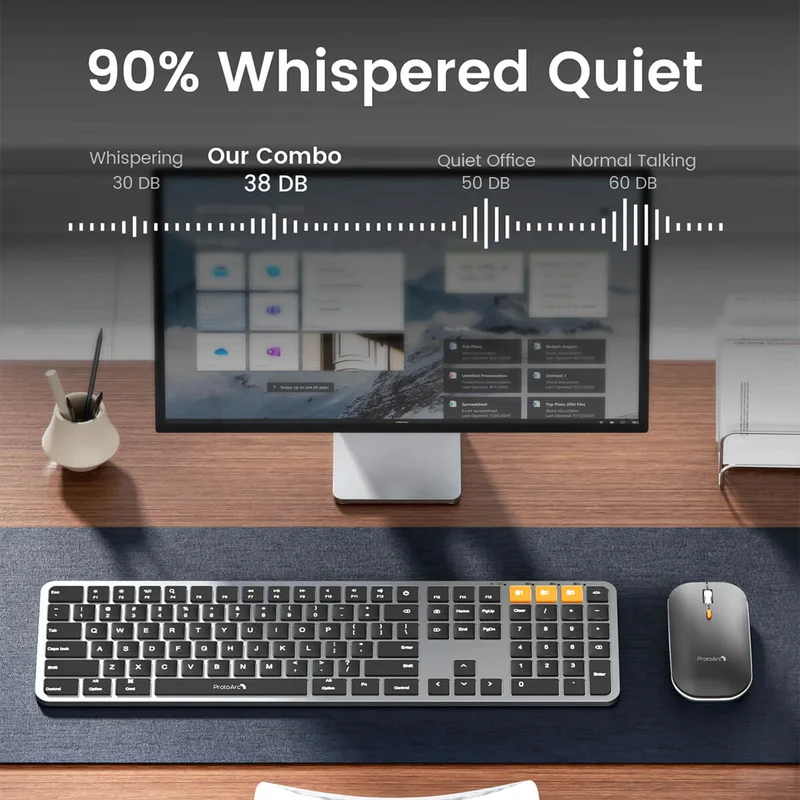 ProtoArc KM100-A Bluetooth Triple Channel Ultra-Slim Backlit Keyboard and Mouse Combo (Space Grey) (CP014528)