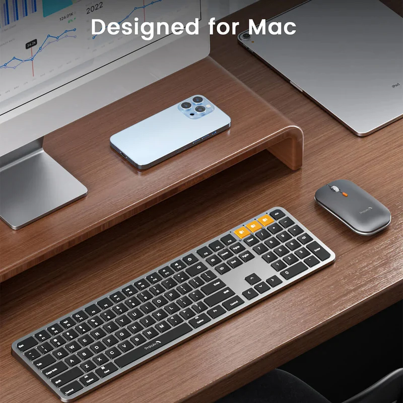 ProtoArc KM100-A Bluetooth Triple Channel Ultra-Slim Backlit Keyboard and Mouse Combo (Space Grey) (CP014528)