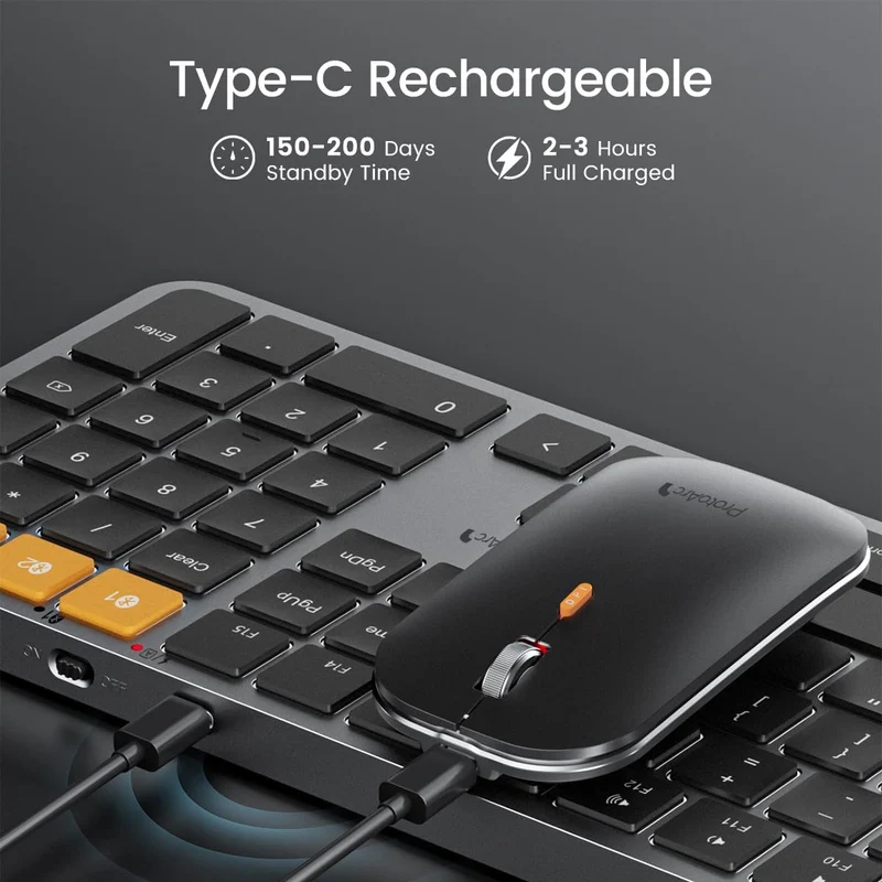 ProtoArc KM100-A Bluetooth Triple Channel Ultra-Slim Backlit Keyboard and Mouse Combo (Space Grey) (CP014528)