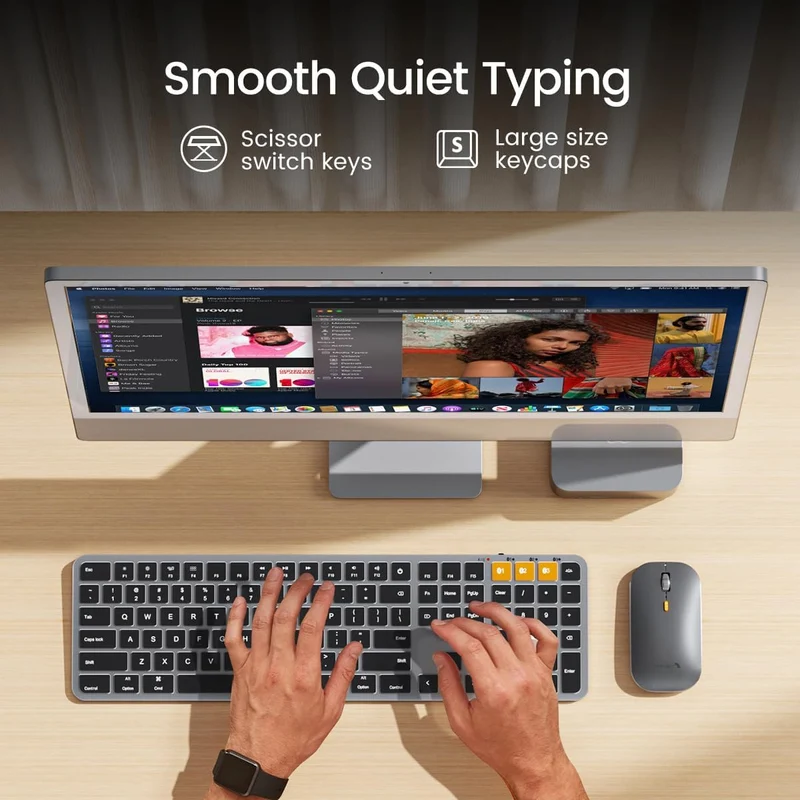 ProtoArc KM100-A Bluetooth Triple Channel Ultra-Slim Backlit Keyboard and Mouse Combo (Space Grey) (CP014528)
