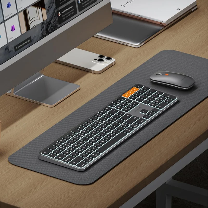 ProtoArc KM100-A Bluetooth Triple Channel Ultra-Slim Backlit Keyboard and Mouse Combo (Space Grey) (CP014528)