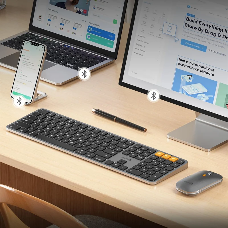 ProtoArc KM100-A Bluetooth Triple Channel Ultra-Slim Backlit Keyboard and Mouse Combo (Space Grey) (CP014528)