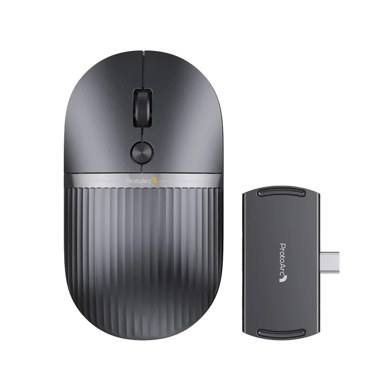 ProtoArc HubMouse 2-in-1 Swappable Modular HubMouse with Customized Hub (Dark Sky Gray, White)
