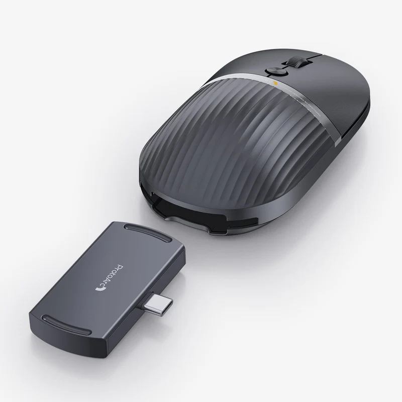 ProtoArc HubMouse 2-in-1 Swappable Modular HubMouse with Customized Hub (Dark Sky Gray, White)