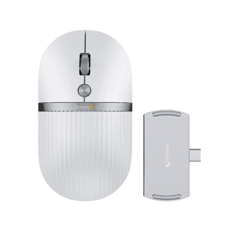 ProtoArc HubMouse 2-in-1 Swappable Modular HubMouse with Customized Hub (Dark Sky Gray, White)