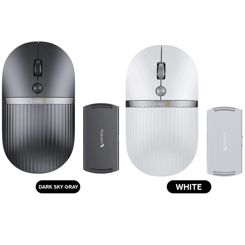 ProtoArc HubMouse 2-in-1 Swappable Modular HubMouse with Customized Hub (Dark Sky Gray, White)