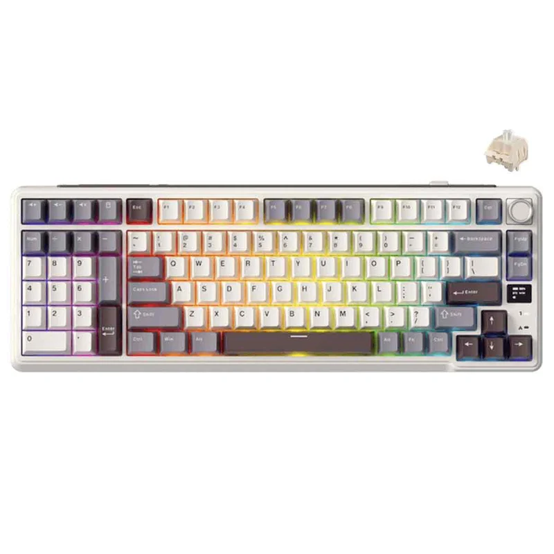 Royal Kludge RK-L98 Tri-Mode RGB 101 Keys Hot Swappable Mechanical Keyboard Sandalwood Brown (Cream Switch)