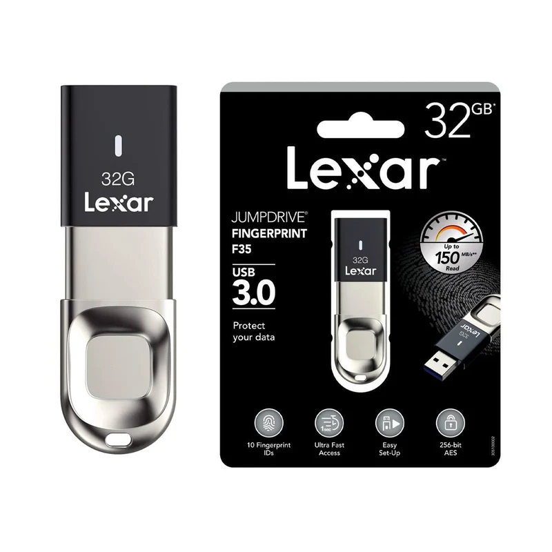 Lexar JumpDrive Fingerprint F35 USB 3.0 Type-A 150MB/s Read Flash Drive (32GB, 64GB)