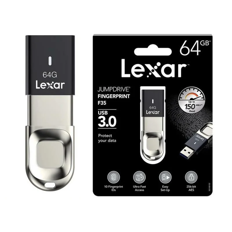 Lexar JumpDrive Fingerprint F35 USB 3.0 Type-A 150MB/s Read Flash Drive (32GB, 64GB)