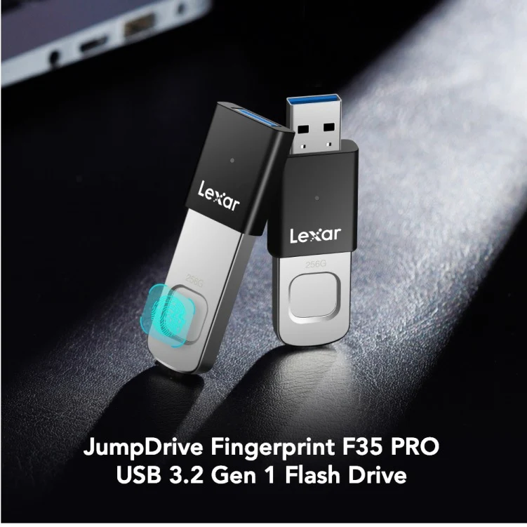 Lexar JumpDrive Fingerprint F35 PRO 128GB USB 3.2 Gen 1 Type-A 400MB/s Read Flash Drive (LJDF35P128G-RNBNG)