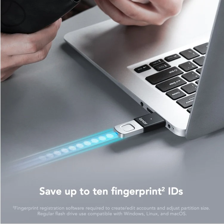 Lexar JumpDrive Fingerprint F35 PRO 128GB USB 3.2 Gen 1 Type-A 400MB/s Read Flash Drive (LJDF35P128G-RNBNG)
