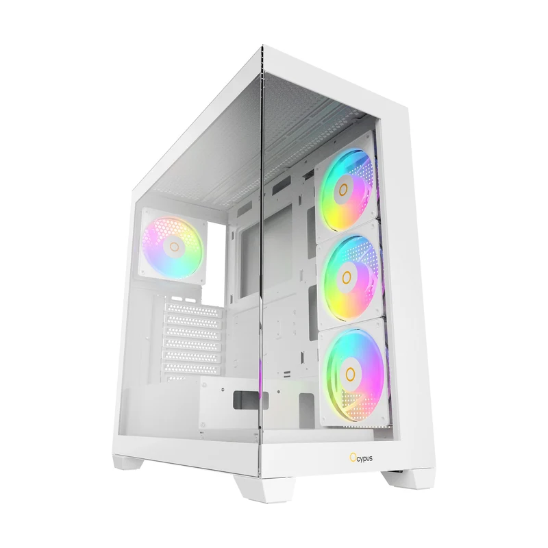 Ocypus Gamma C72 ARGB Mid-Tower Panoramic View Case with ARGB Fans (Black, White)