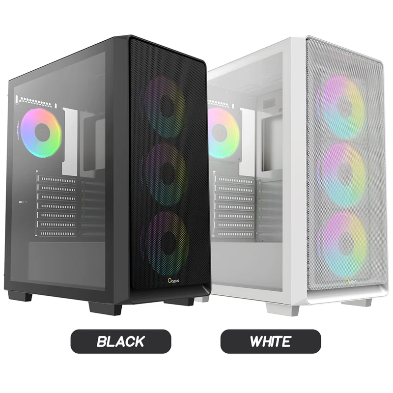 Ocypus Gamma C60 ARGB Mid-Tower Airflow Case with Grilles & ARGB Fans (Black, White)