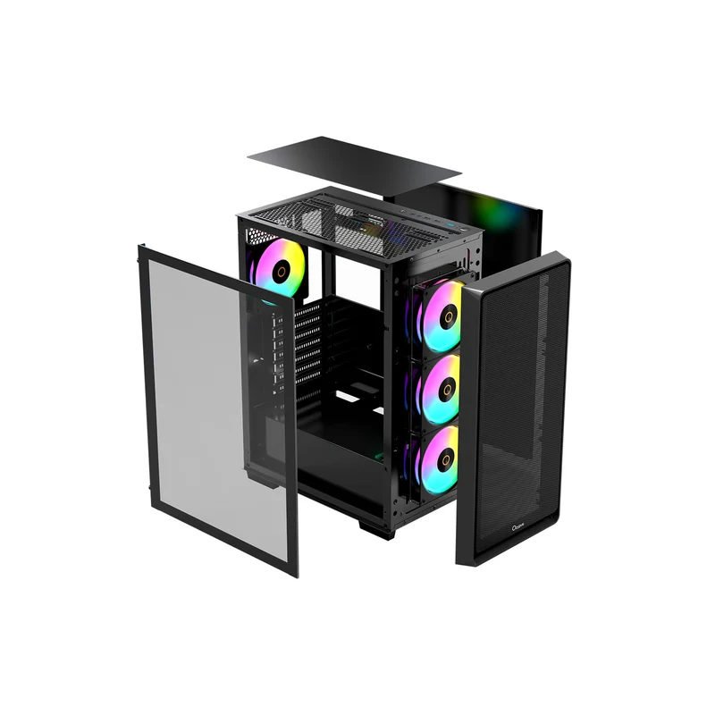 Ocypus Gamma C60 ARGB Mid-Tower Airflow Case with Grilles & ARGB Fans (Black, White)