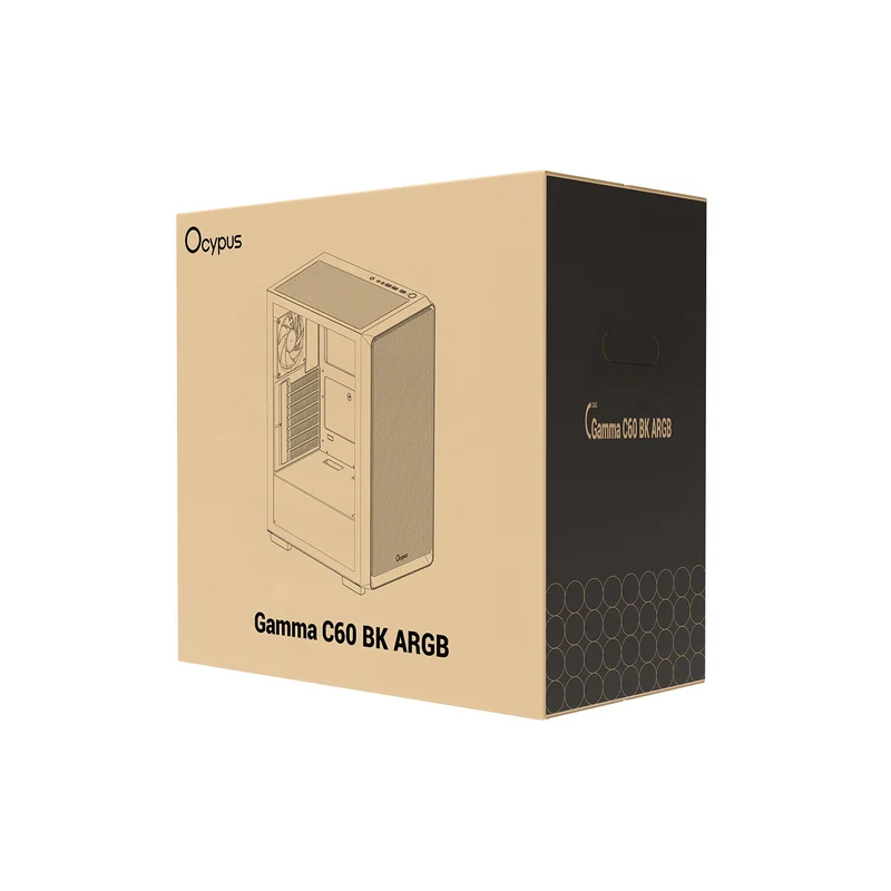 Ocypus Gamma C60 ARGB Mid-Tower Airflow Case with Grilles & ARGB Fans (Black, White)