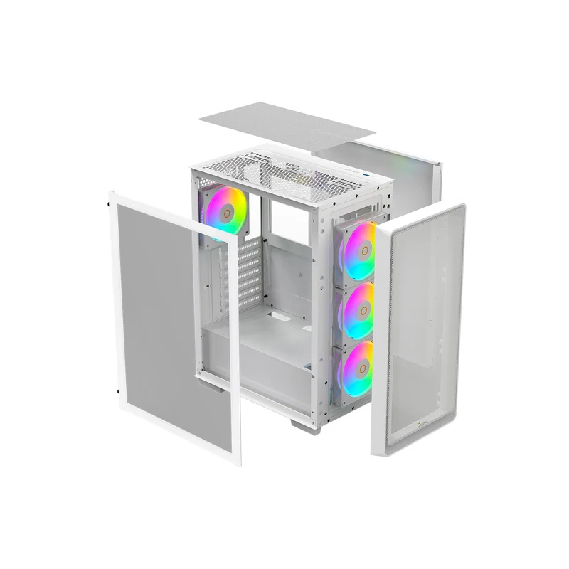 Ocypus Gamma C60 ARGB Mid-Tower Airflow Case with Grilles & ARGB Fans (Black, White)