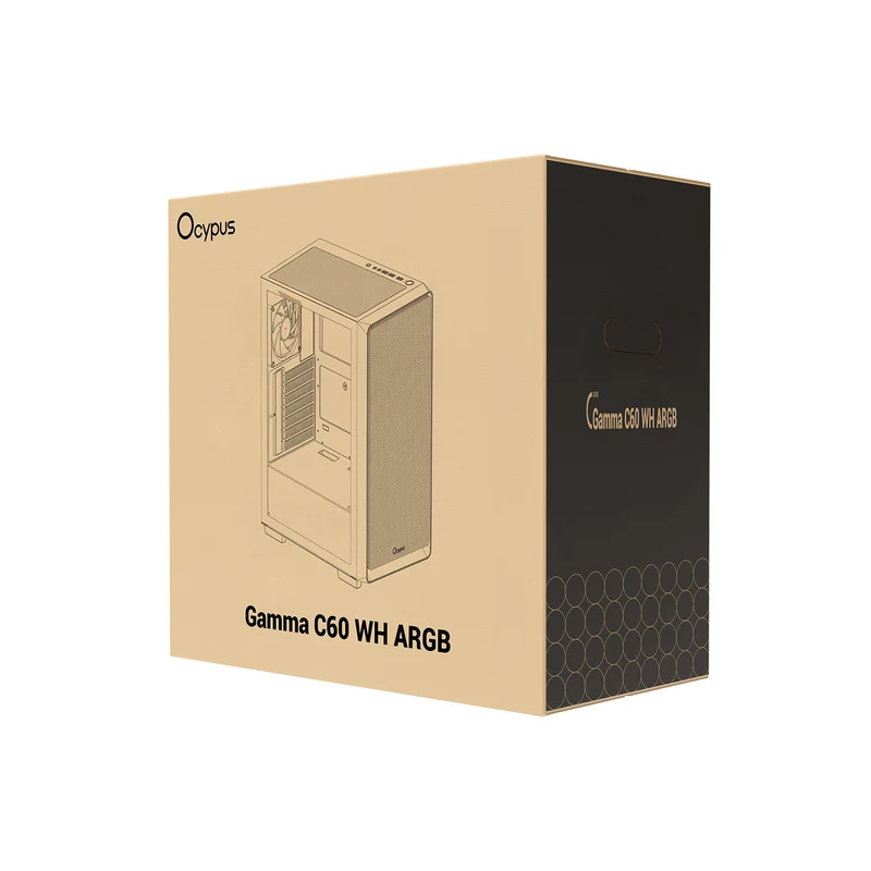 Ocypus Gamma C60 ARGB Mid-Tower Airflow Case with Grilles & ARGB Fans (Black, White)