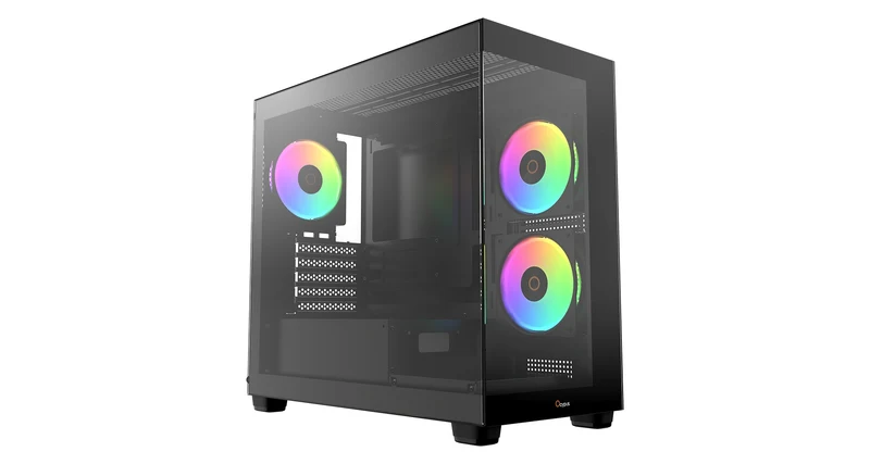 Ocypus Gamma C52 ARGB Mini-Tower Panoramic View Case with ARGB Fans (Black, White)