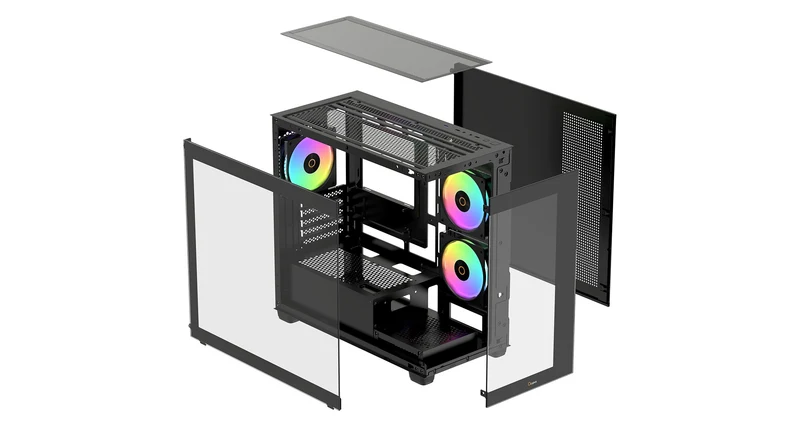Ocypus Gamma C52 ARGB Mini-Tower Panoramic View Case with ARGB Fans (Black, White)