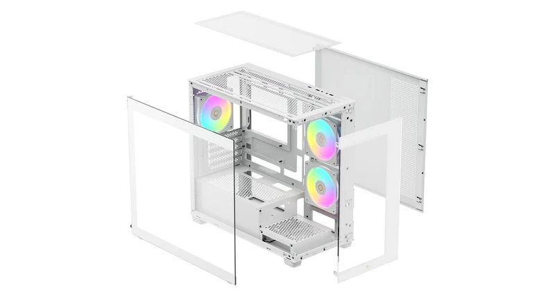 Ocypus Gamma C52 ARGB Mini-Tower Panoramic View Case with ARGB Fans (Black, White)