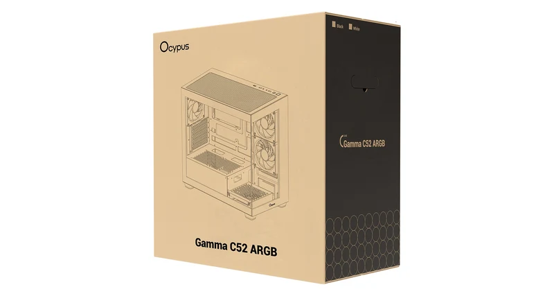 Ocypus Gamma C52 ARGB Mini-Tower Panoramic View Case with ARGB Fans (Black, White)