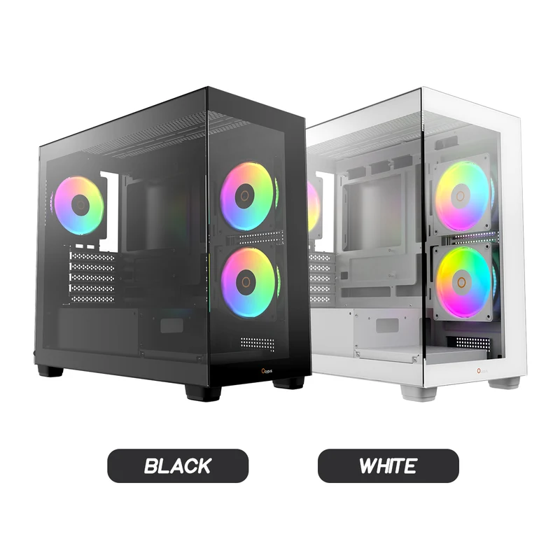 Ocypus Gamma C52 ARGB Mini-Tower Panoramic View Case with ARGB Fans (Black, White)