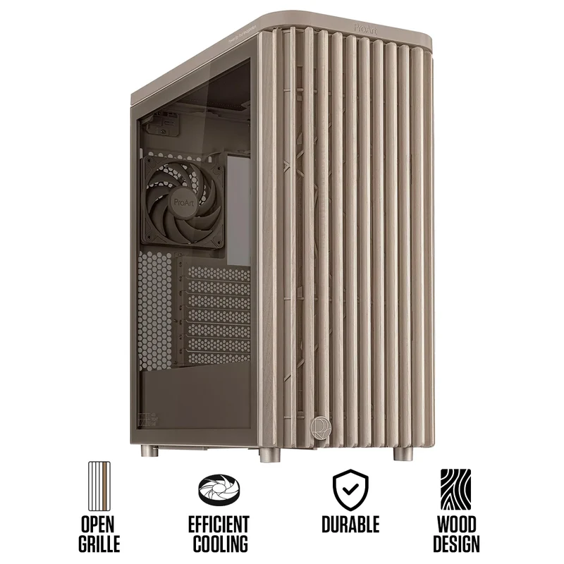 Asus ProArt PA401 Wood Ed. Tempered Glass Panel ATX PC Case (Beige)