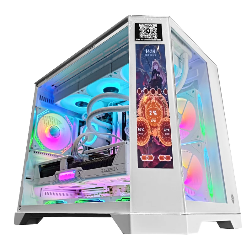 Sophos Spectra with Display White Desktop Gaming PC | AMD Ryzen 7 9700X | 32GB RAM | 1TB SSD | RX 9070 XT | Windows 11 Pro
